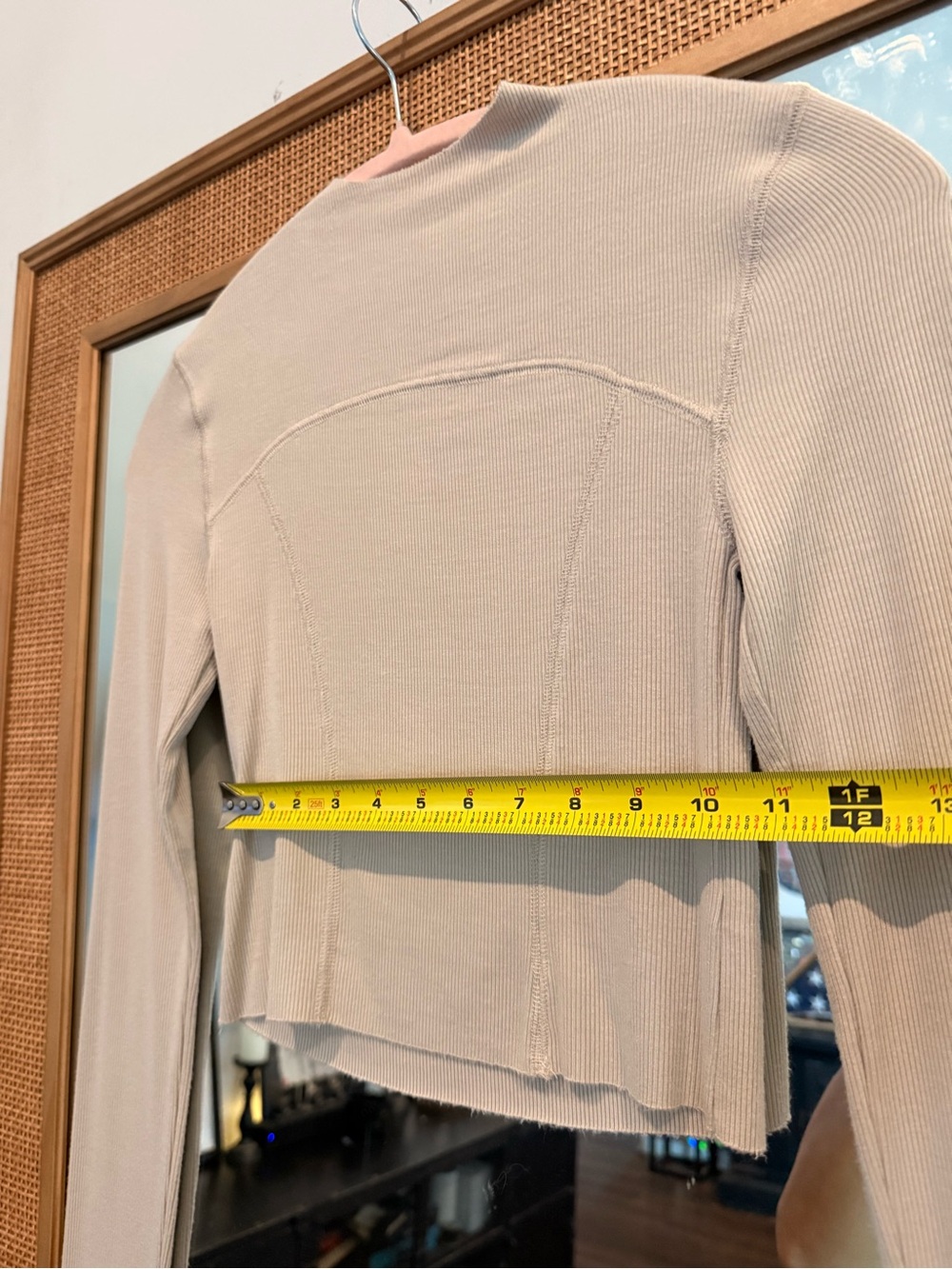 Joah Brown Stitch Mock Neck Long Sleeve Top Dune Flex Rib XS/S - Picture 6 of 10